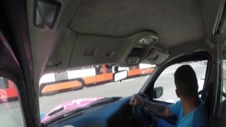 Horny driver helps to choose a swimsuit