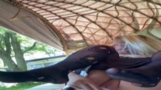 Fansly - @Alexxxeeeof - Skeleton dildo fuck outside