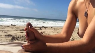 AwesomeHandjobs - Girl With Nice Tits Gives Handjob On