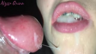 Alyssa Quinn - IMWF - Alyssa Licks Foreskin and Dick in Extreme Closeup BJ (mouthful Cum)