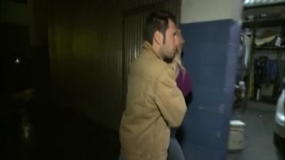 Busty blonde fucked in car body shop