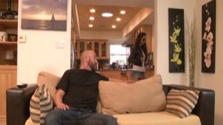 Teen babysitter seducing then giving boss blowjob