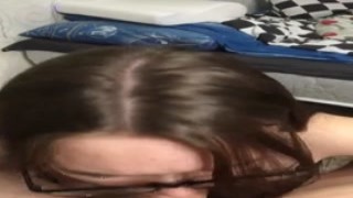 airaccoon - A beautiful schoolgirl with glasses sucks her tutors dick